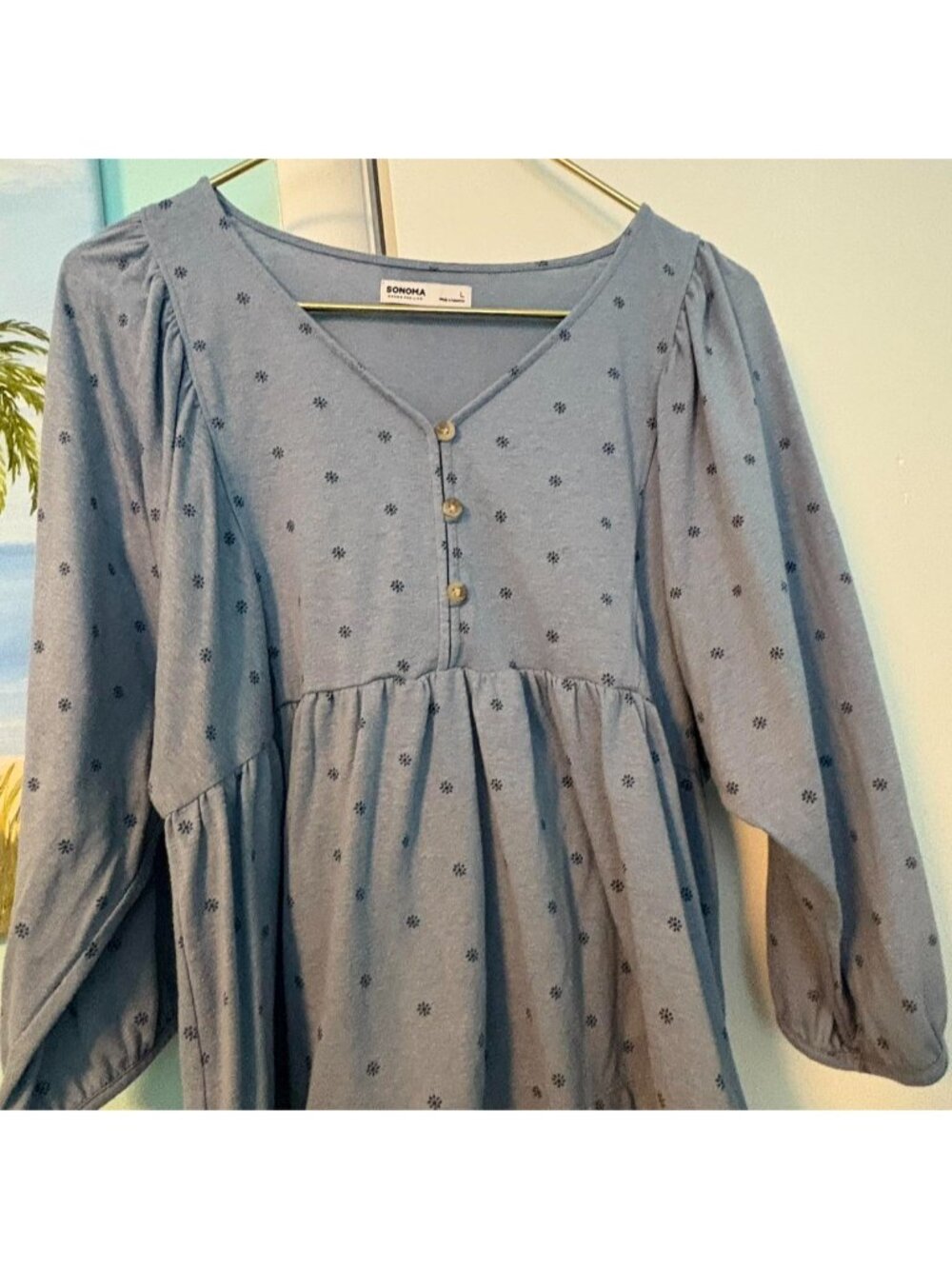 Sonoma blue blouse with floral patternWomen’s Size...